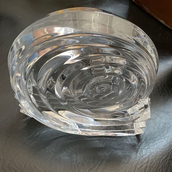 German Paper Weight Glass Spiral Swirl Candle Votive  Holder Lead Crystal Heavy - Picture 1 of 10